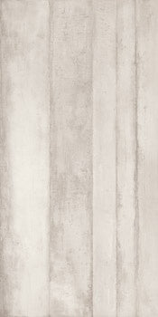 White porcelain wall tile with soft-lined concrete texture, matte finish, and refined industrial elegance for timeless interiors.