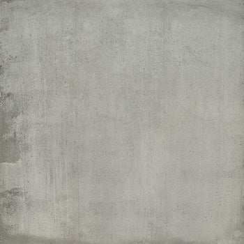 Rectified matte gray porcelain tile with industrial concrete texture, blending minimal modernity and fired ceramic warmth.