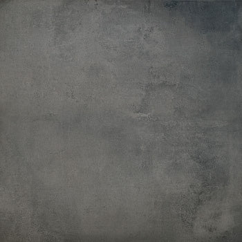 Black matte porcelain tile with industrial concrete aesthetic, rectified edges, and a warm minimalist elegance for modern interiors.
