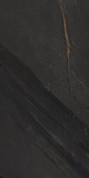 Black volcanic slate-look porcelain tile with a matte, textured surface and refined rectified edges, evoking Iceland's raw elegance.