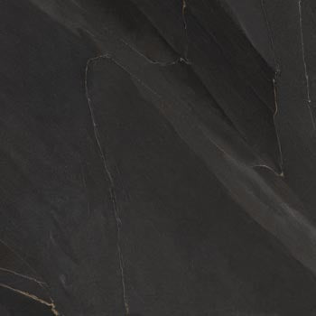 Black volcanic slate-look porcelain tile with a matte, textured surface and rectified edges, evoking Icelandic landscapes.
