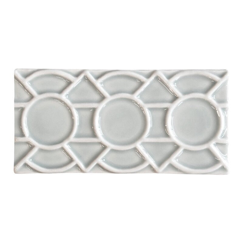 STATUS CERAMIC: Cold Zaragosa Field Deco Tile (glossy | 3"x6"x3/8" | beveled)