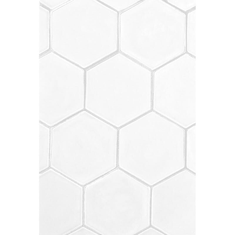 STATUS CERAMIC: Satin Cotton Hexagon Field Tile (matte | 5"x3/8" | beveled)