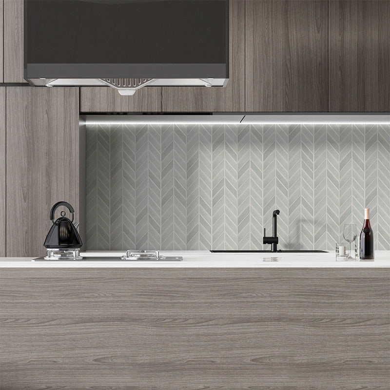 STATUS CERAMIC: Cold Chevron Field Tile (glossy | 2"x6"x3/8" | beveled)