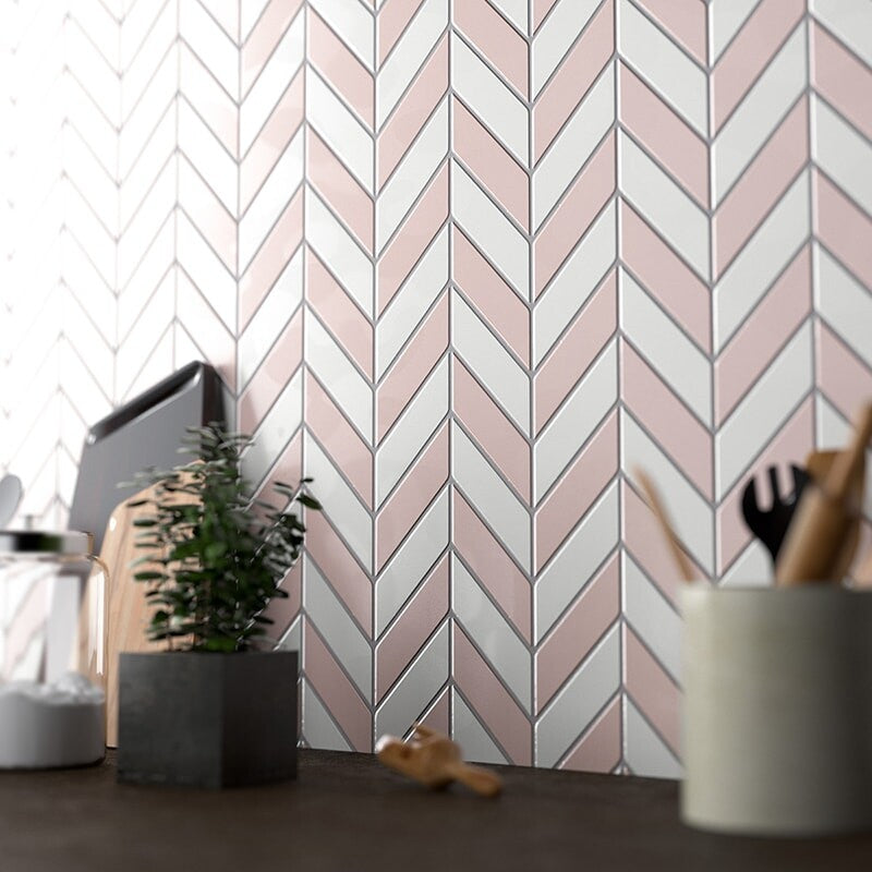 STATUS CERAMIC: Rosie Chevron Field Tile (glossy | 2"x6"x3/8" | beveled)