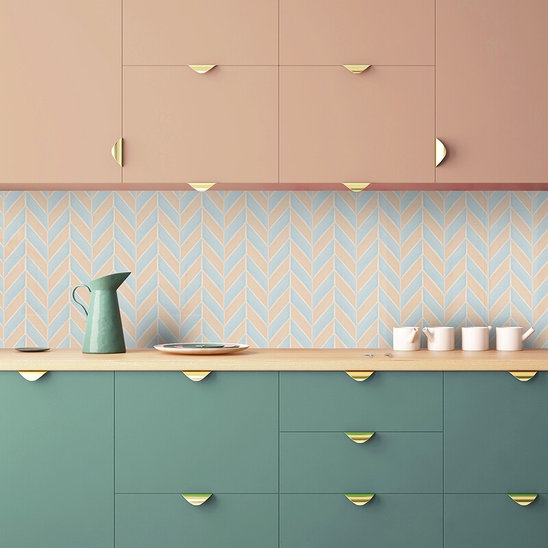 STATUS CERAMIC: Jules Chevron Field Tile (glossy | 2"x6"x3/8" | beveled)