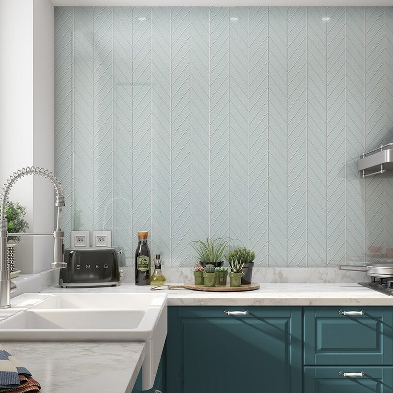 STATUS CERAMIC: Jules Chevron Field Tile (glossy | 2"x6"x3/8" | beveled)