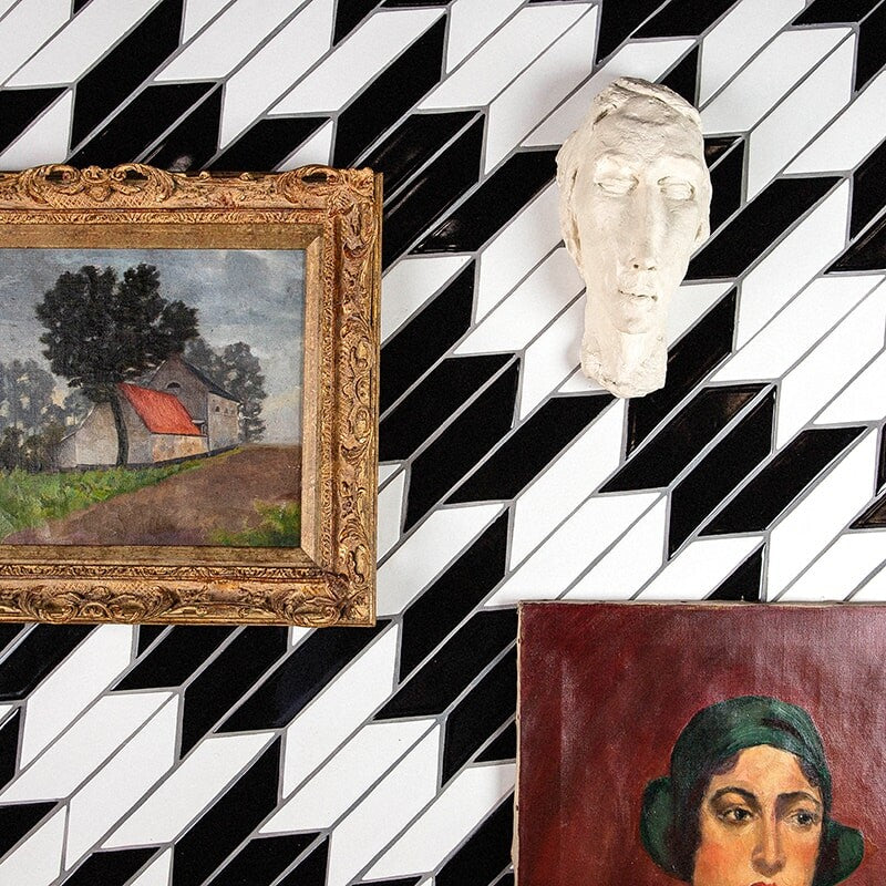 STATUS CERAMIC: Satin Cotton Chevron Field Tile (matte | 2"x6"x3/8" | beveled)