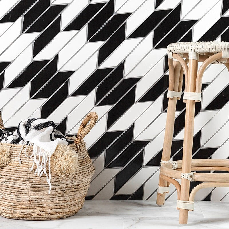 STATUS CERAMIC: Satin Cotton Chevron Field Tile (matte | 2"x6"x3/8" | beveled)