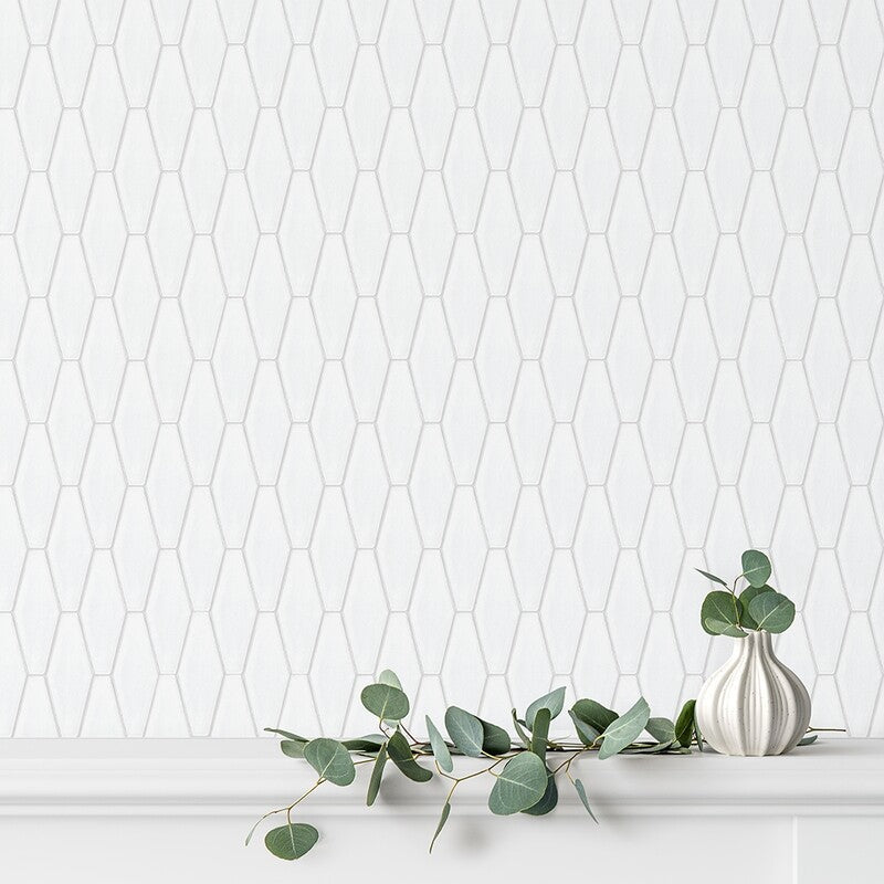 STATUS CERAMIC: Satin Cotton Longest Hexagon Field Tile (matte | 3"x7"x7/8" | beveled)