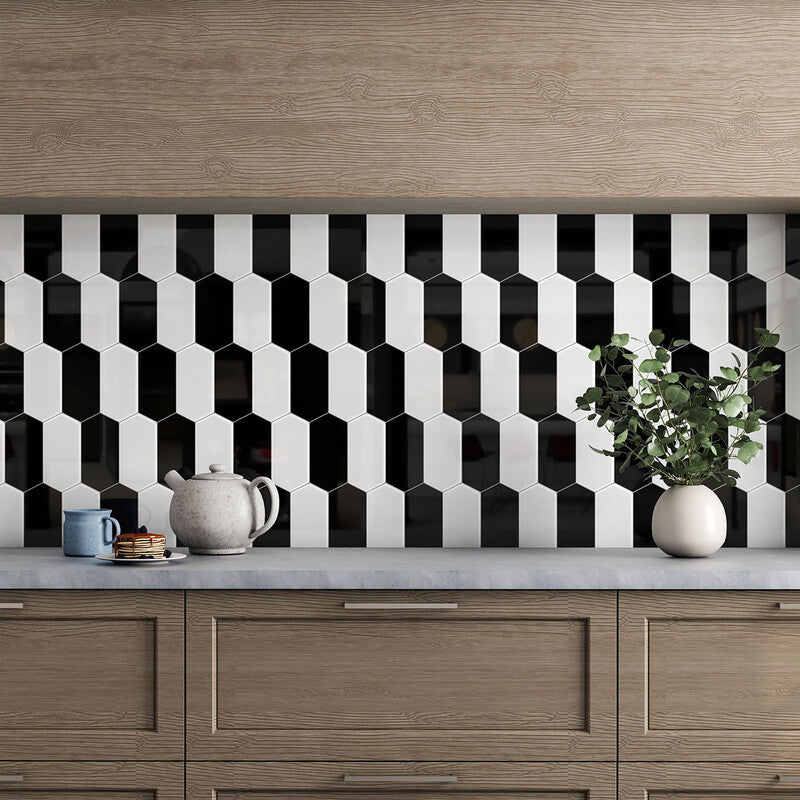 STATUS CERAMIC: Black Picket Field Tile (glossy | 3"x6"x3/8" | beveled)