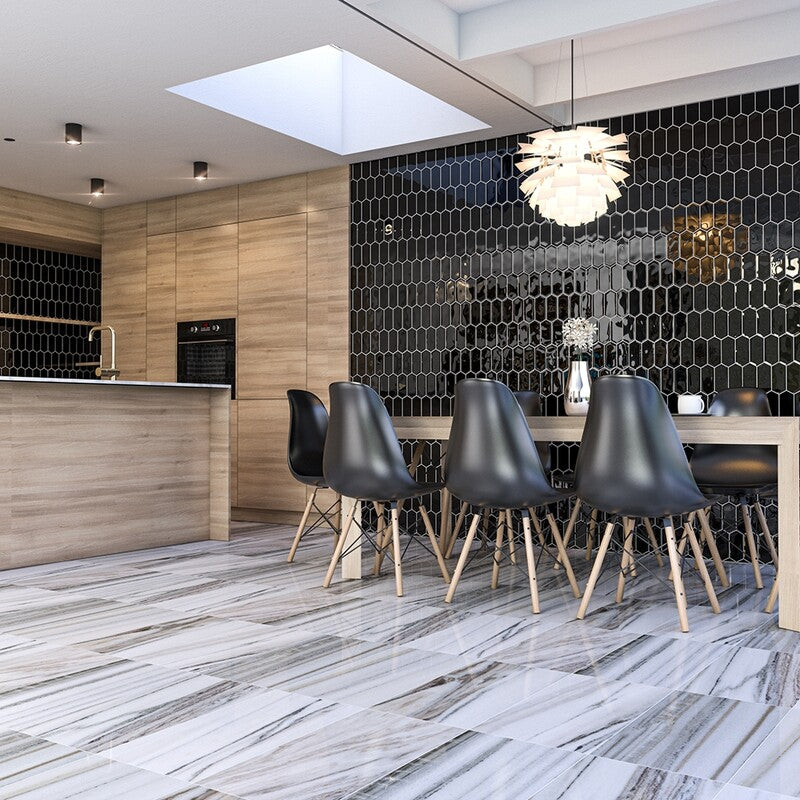 STATUS CERAMIC: Black Picket Field Tile (glossy | 3"x6"x3/8" | beveled)