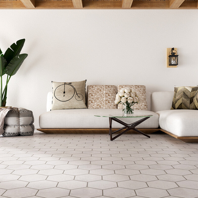 TRACES: Milos Hexagon Glazed Terracotta Field Tile (5"x5"x3/8" | matte)