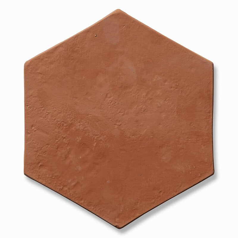 HANDMADE: Brown Hexagon Natural Terracotta Field Tile ( 8"x3/8" | matte)