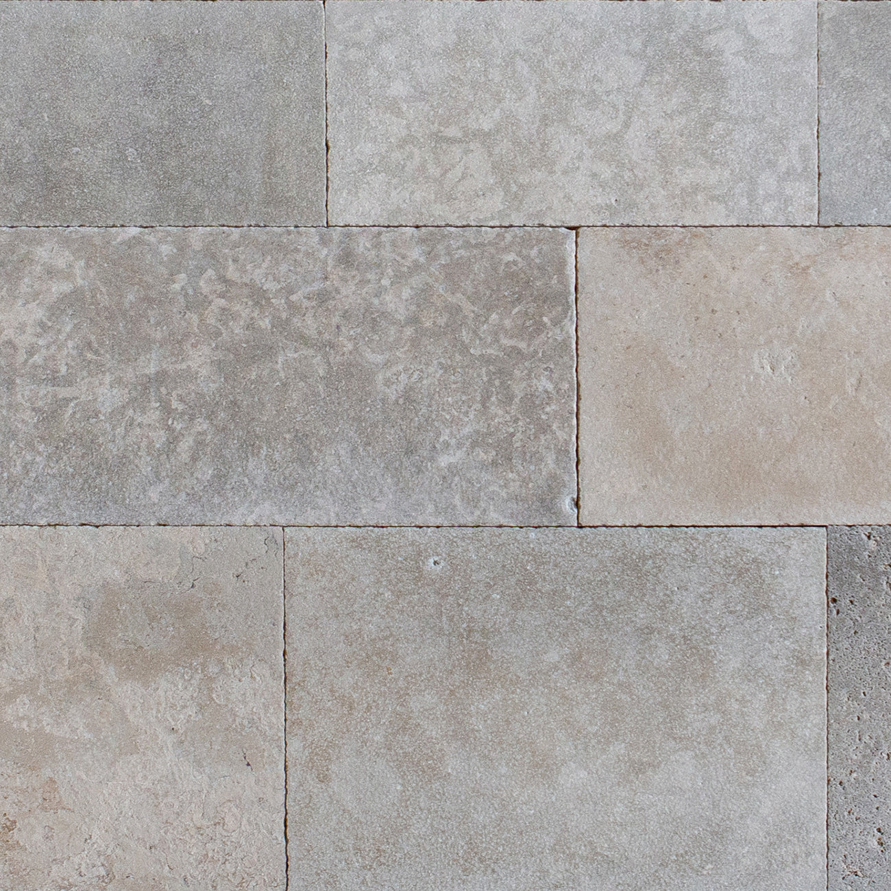 BORDEAUX GRIS: Limestone Old Bourgogne Pattern (MxMx3/4" | patine)