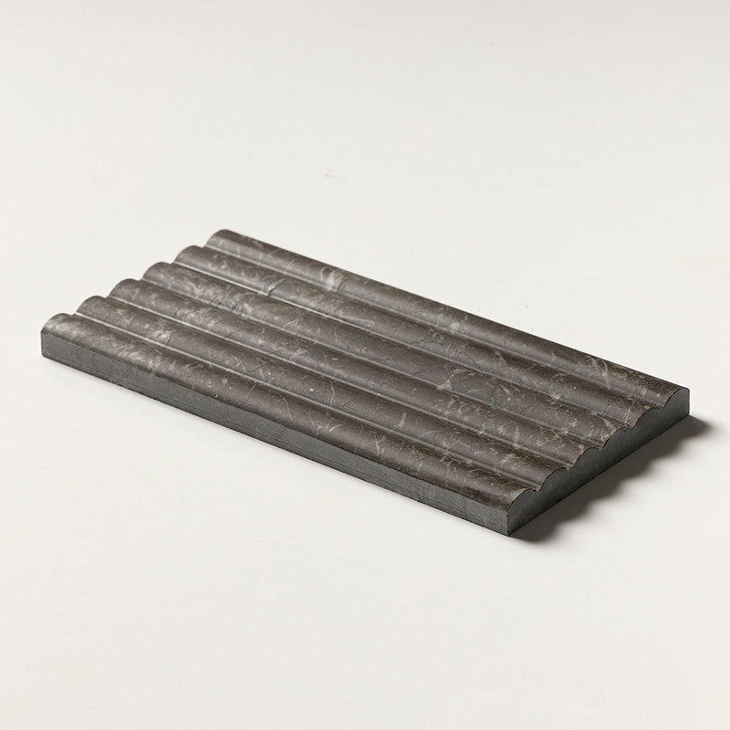 FLUTED: Iris Black Field Deco Tile (honed | 6"x12"x3/4" | straight cut)