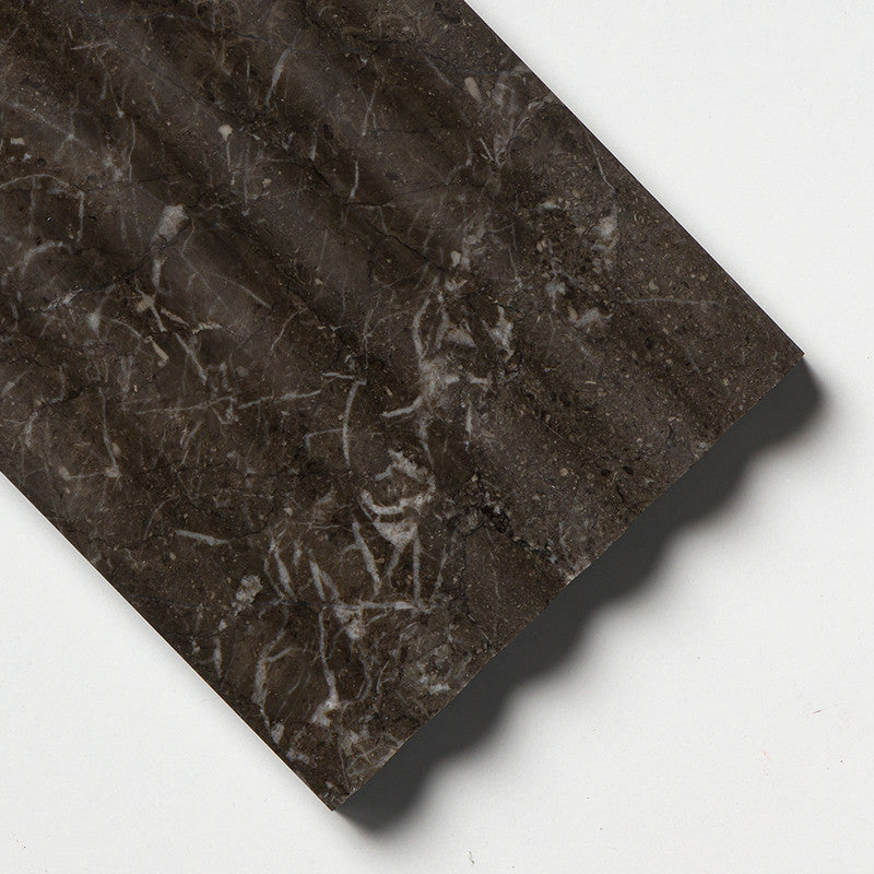 FLUTED: Iris Black Field Deco Tile (honed | 6"x12"x3/4" | straight cut)