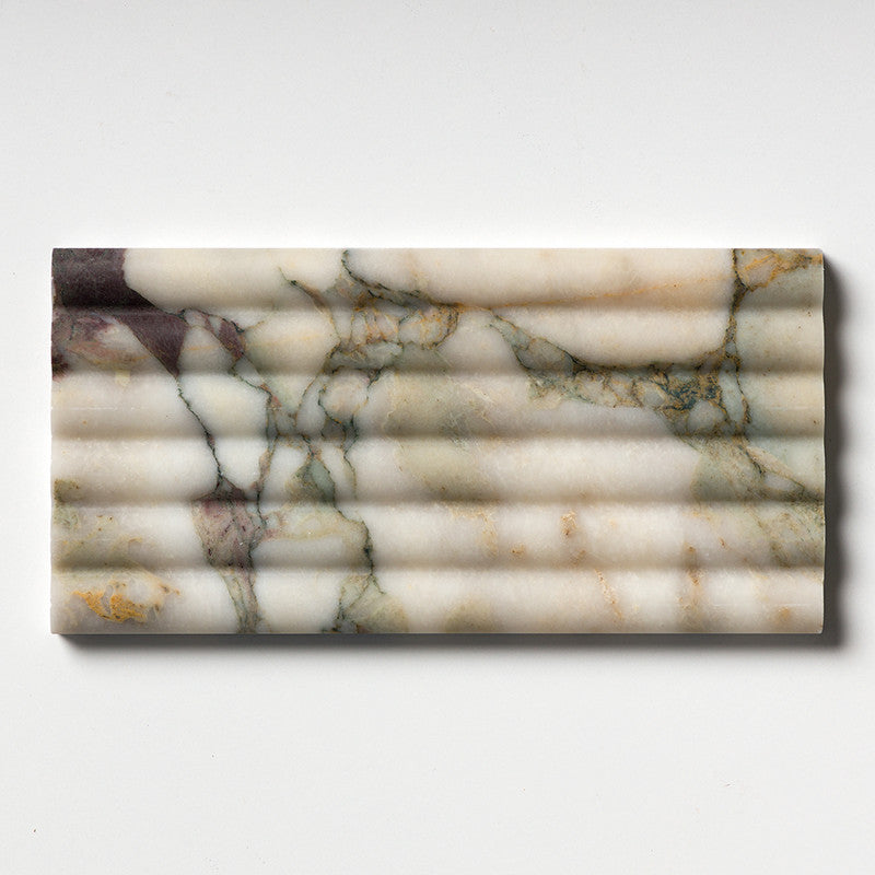 FLUTED: Calacatta Green Field Deco Tile (honed | 6"x12"x3/4" | straight cut)
