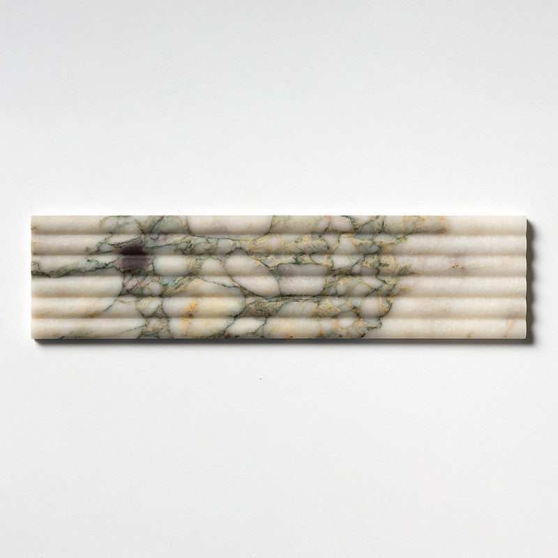 FLUTED: Calacatta Green Field Deco Tile (honed | 6"x24"x3/4" | straight cut)