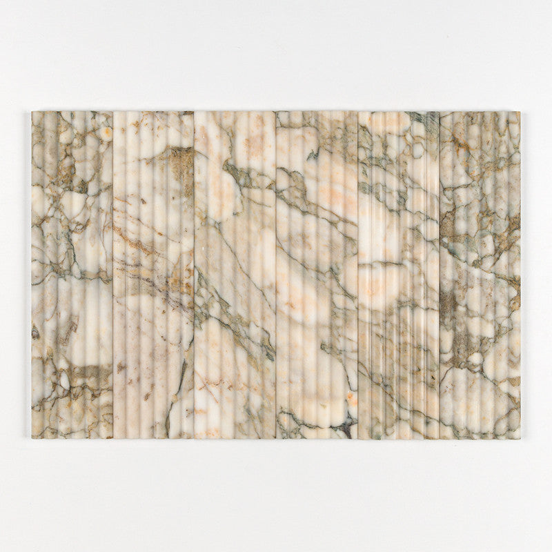 FLUTED: Calacatta Green Field Deco Tile (honed | 6"x24"x3/4" | straight cut)