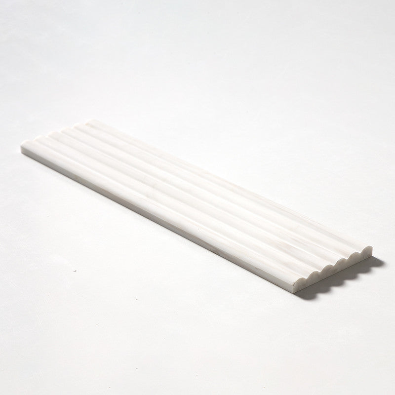 FLUTED: Bianco Dolomiti Field Deco Tile (honed | 6"x24"x3/4" | straight cut)