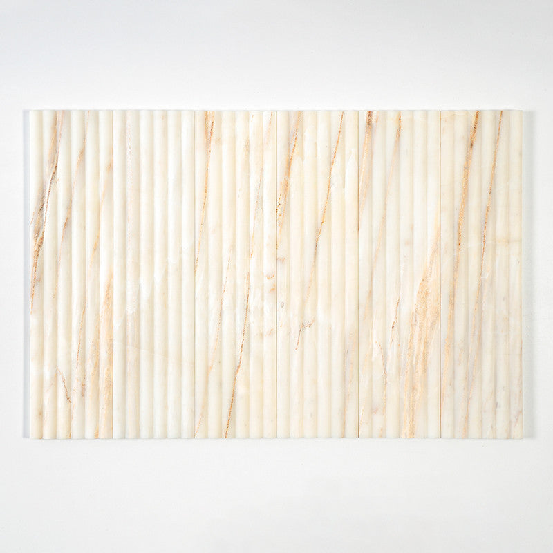 FLUTED: Calacatta Amber Field Deco Tile (honed | 6"x24"x3/4" | straight cut)
