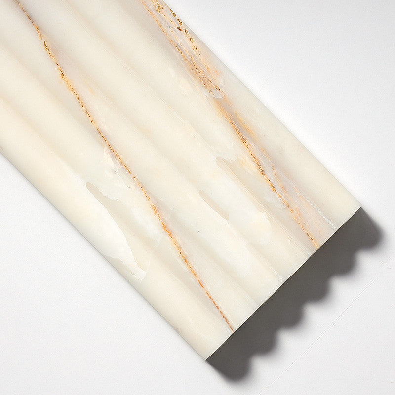 FLUTED: Calacatta Amber Field Deco Tile (honed | 6"x24"x3/4" | straight cut)