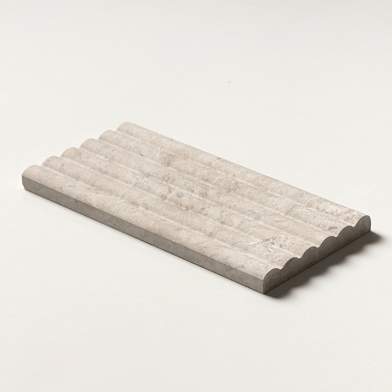 FLUTED: Silver Shadow Field Deco Tile (honed | 6"x12"x3/4" | straight cut)