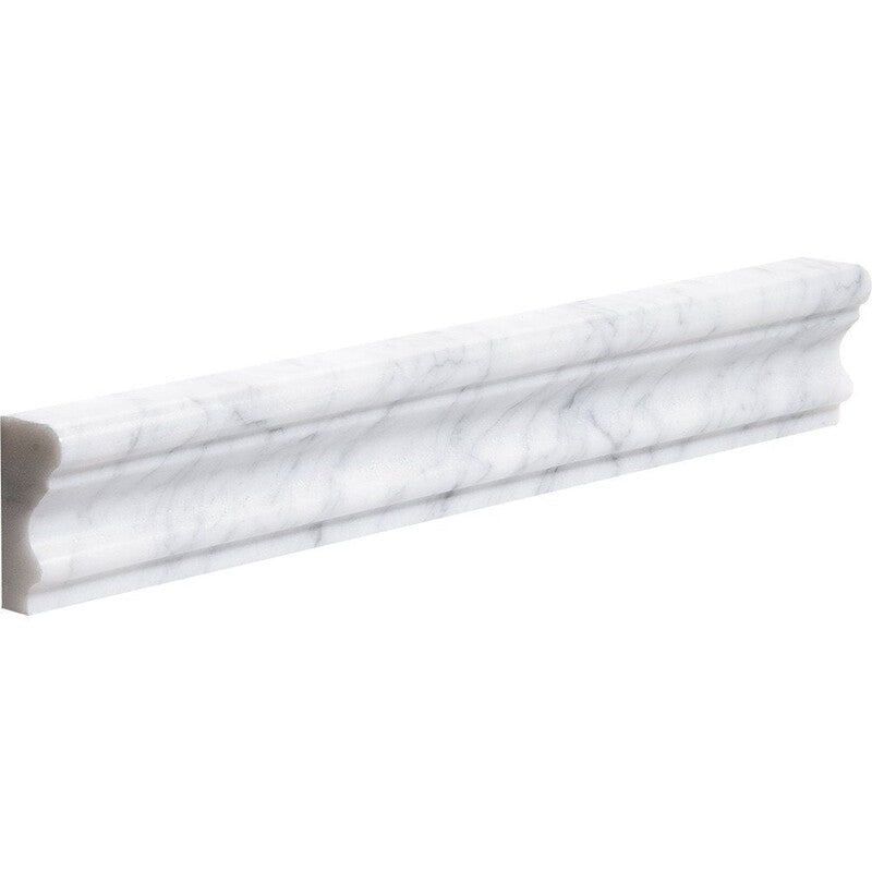 WHITE CARRARA : Andorra Chairrail Molding (honed | 2"x12"x1" | straight cut)