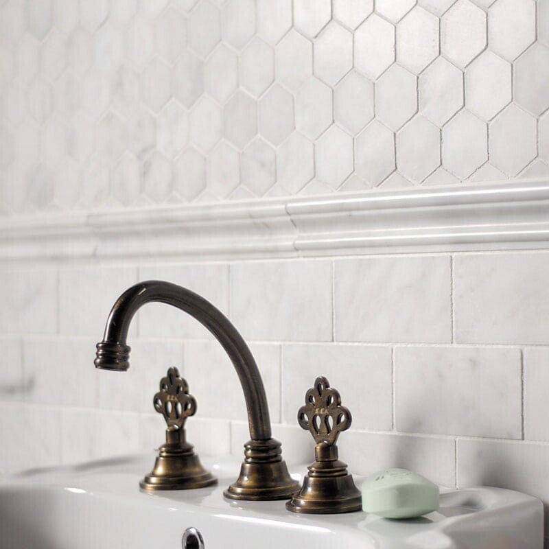 GLACIER : Hexagon Mosaic (honed | 10"x12"x3/8" | straight cut)