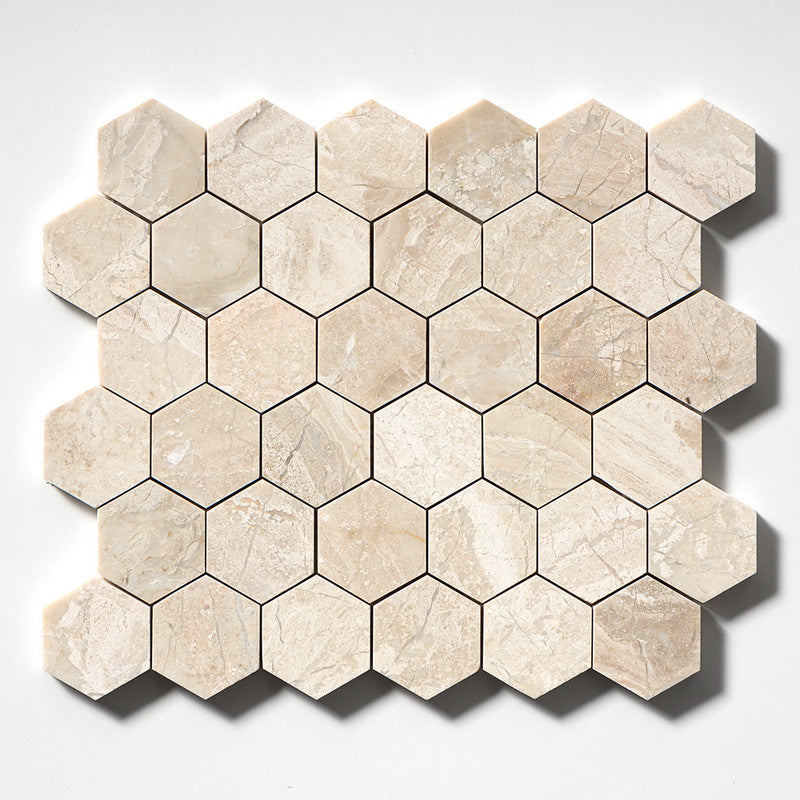 DIANA ROYAL : Hexagon Mosaic (polished | 10"x12"x3/8" | straight cut)