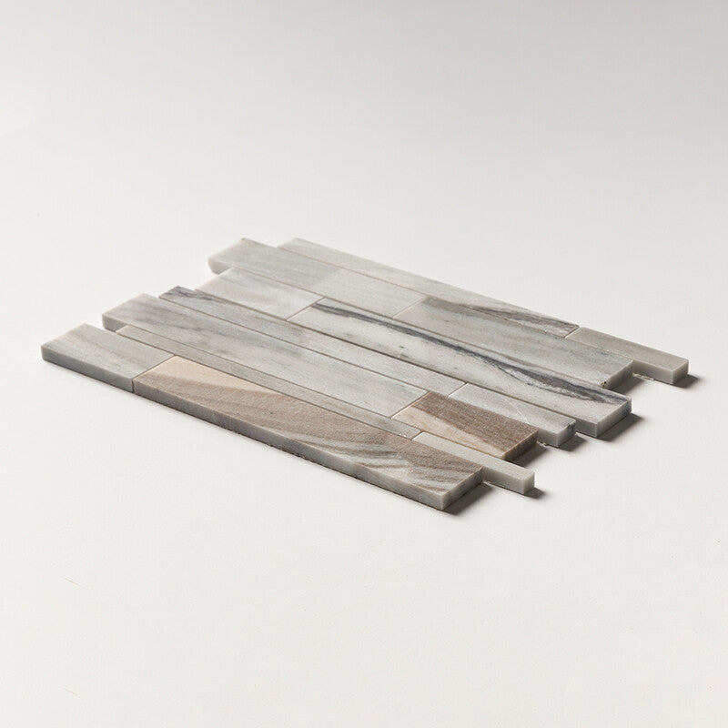 SKYLINE : Slides Random Strip Mosaic (polished | 11"x17"x1/2" | straight cut)
