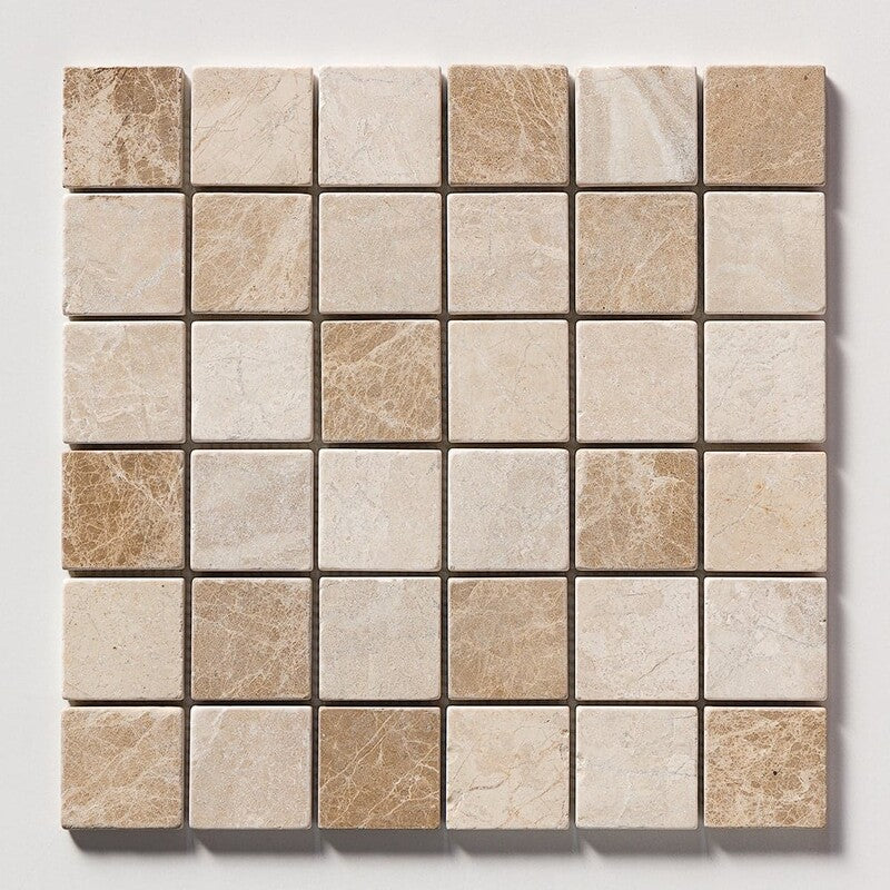 DIANA ROYAL : 2X2 Straight Stack Mosaic (tumbled | 12"x12"x3/8" | straight cut)