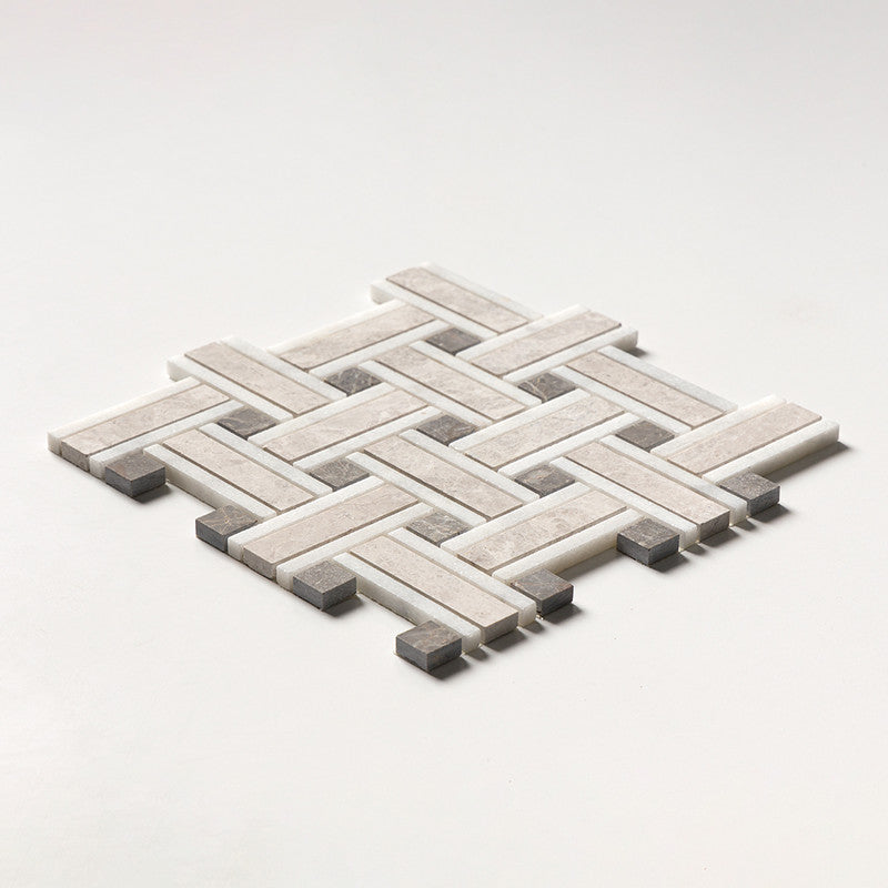 SILVER SHADOW : Lattice Mosaic (honed | 12"x12"x3/8" | straight cut)