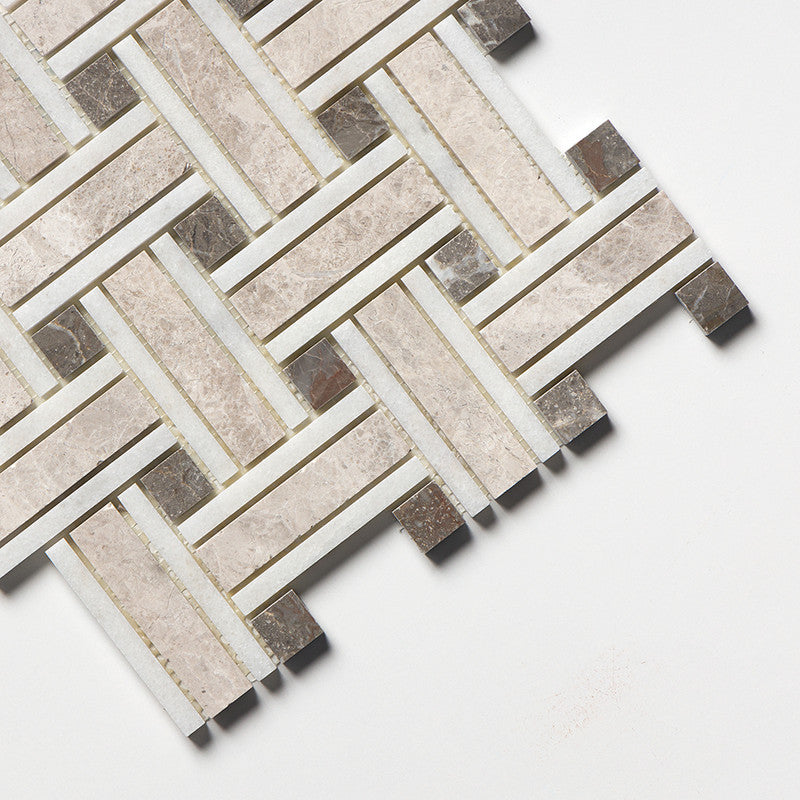 SILVER SHADOW : Lattice Mosaic (honed | 12"x12"x3/8" | straight cut)