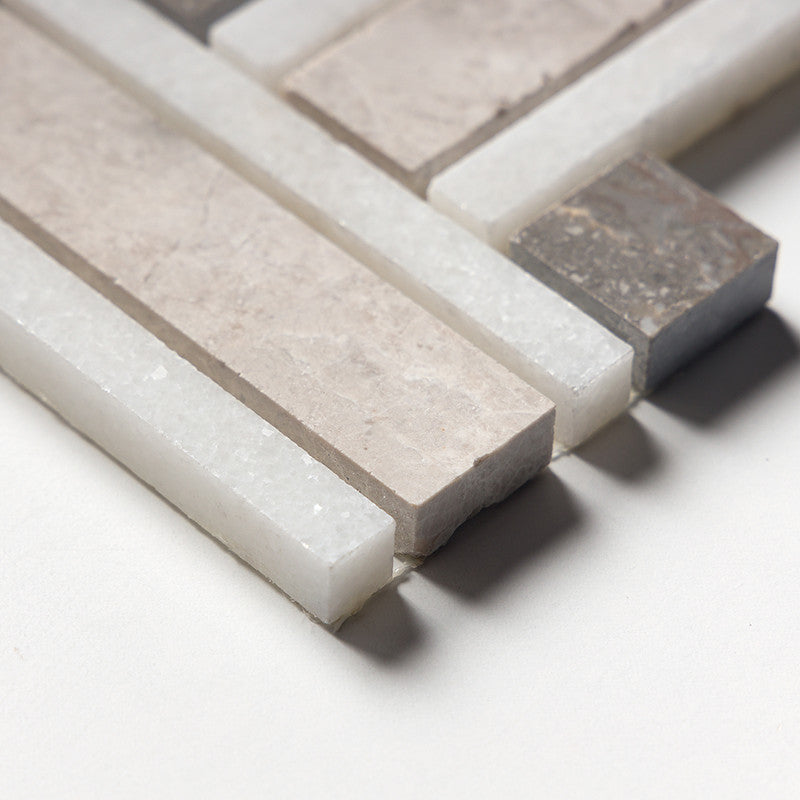 SILVER SHADOW : Lattice Mosaic (honed | 12"x12"x3/8" | straight cut)