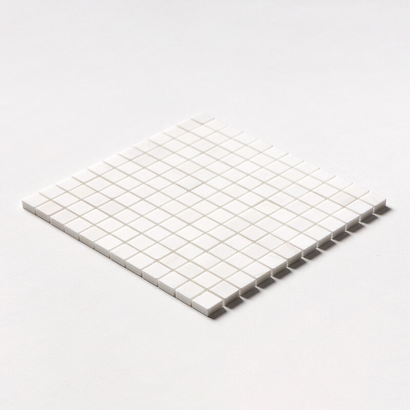 SNOW WHITE : 1X1 Straight Stack Mosaic (polished | 12"x12"x3/8" | straight cut)