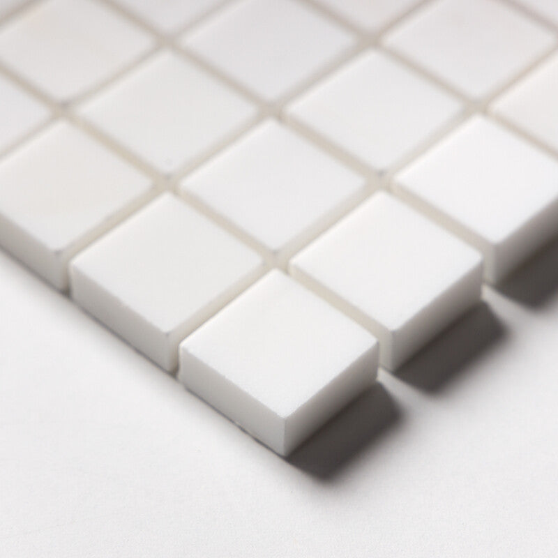 SNOW WHITE : 1X1 Straight Stack Mosaic (polished | 12"x12"x3/8" | straight cut)