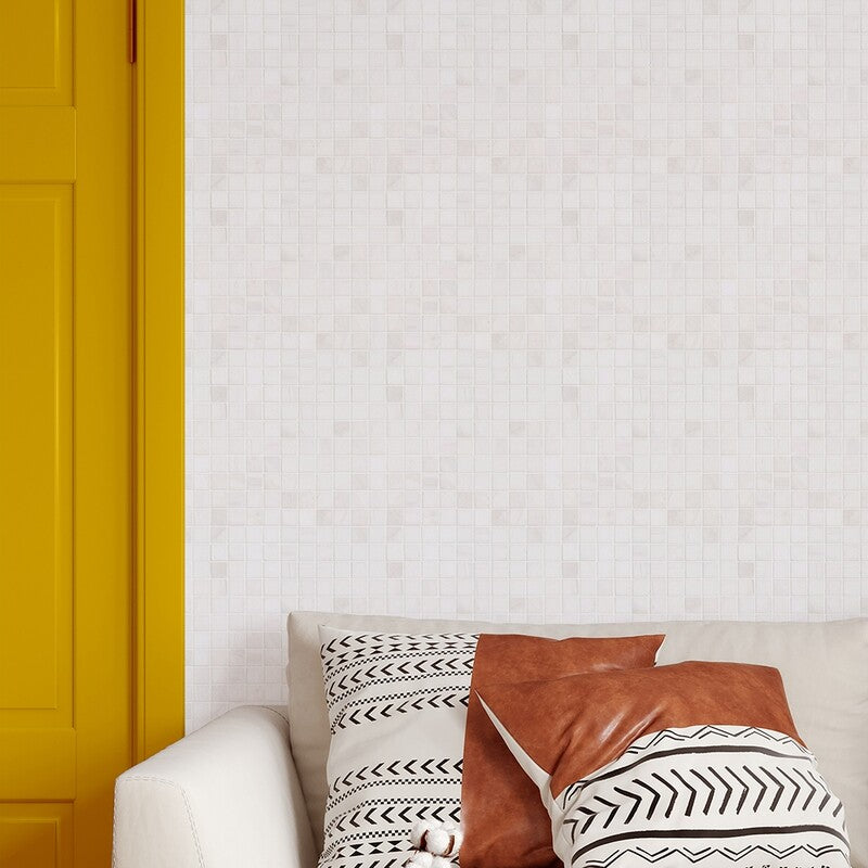 SNOW WHITE : 1X1 Straight Stack Mosaic (polished | 12"x12"x3/8" | straight cut)