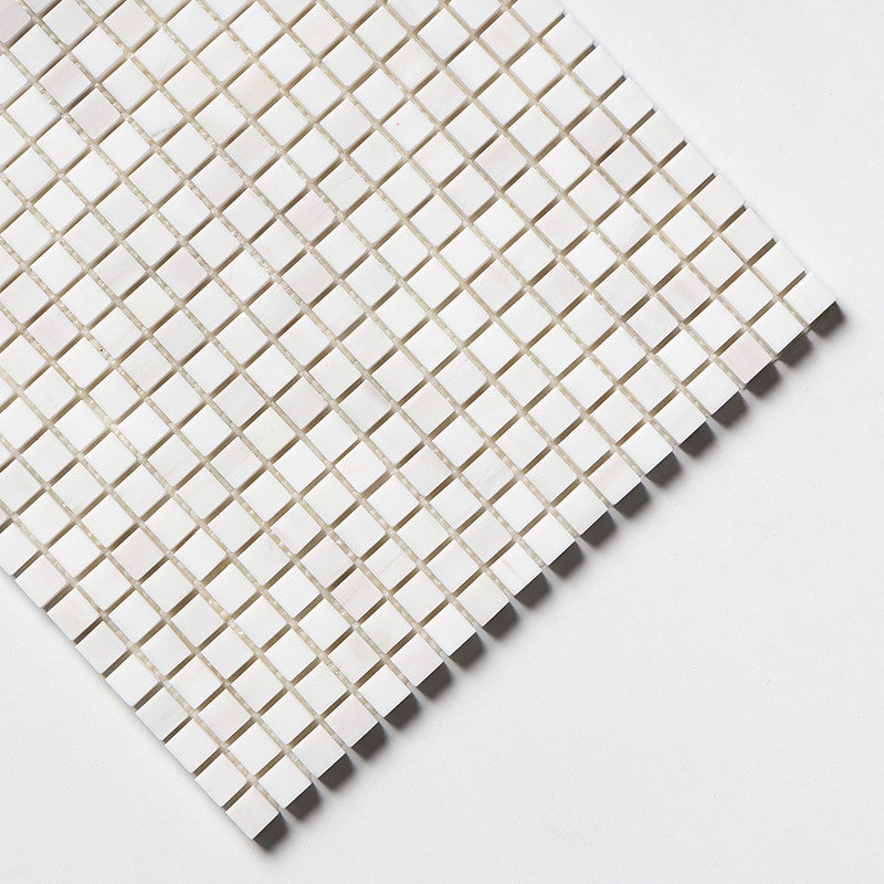 SNOW WHITE : 5/8X5/8 Straight Stack Mosaic (polished | 12"x12"x3/8" | straight cut)