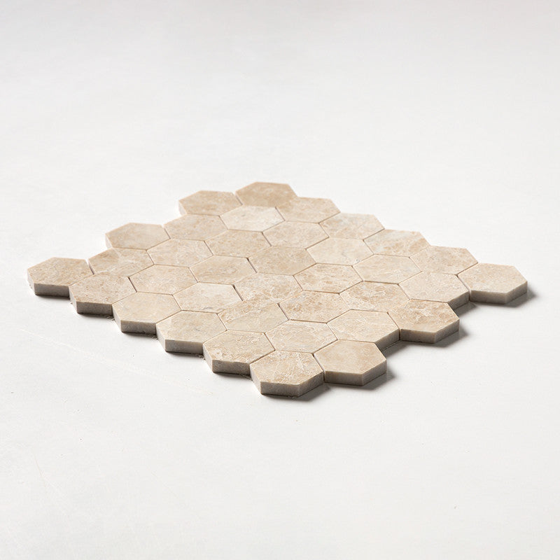 CAPPUCCINO : Hexagon Mosaic (polished | 10"x12"x3/8" | straight cut)