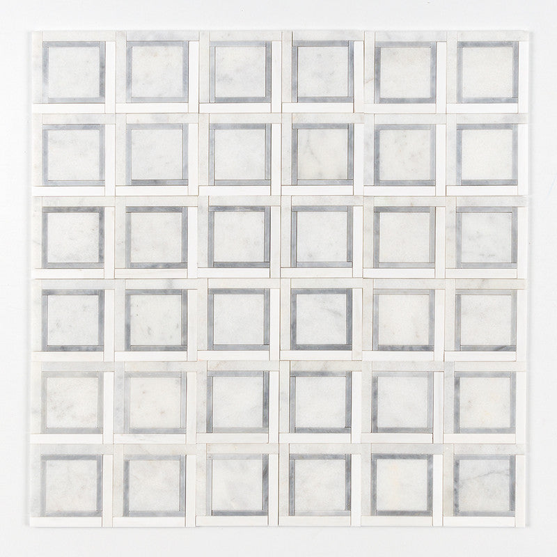 STUDIO : Snow White Allure Light Cambridge Mosaic (multi finish | 12"x12"x7/8" | straight cut)