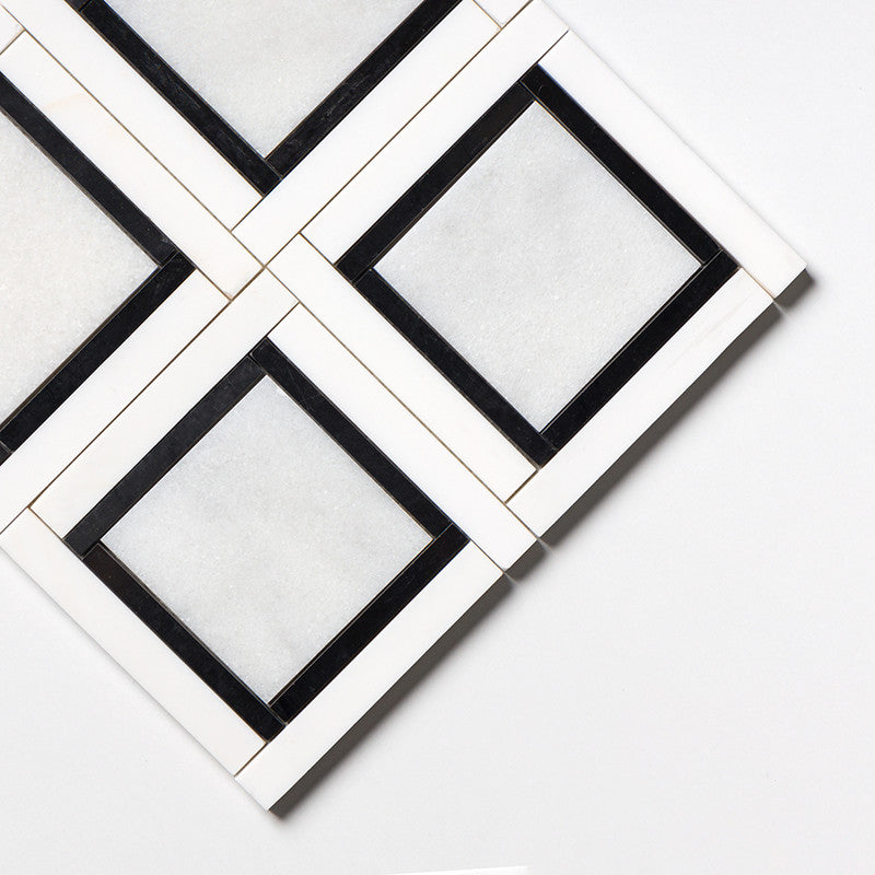 STUDIO : China Black Snow White Cambridge Mosaic (multi finish | 12"x12"x7/8" | straight cut)