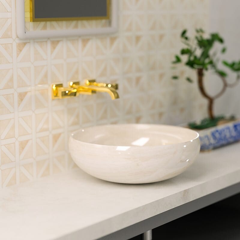 STUDIO : Diana Royal, Snow White Classic Lattice Mosaic (honed | 14"x14"x3/4" | straight cut)