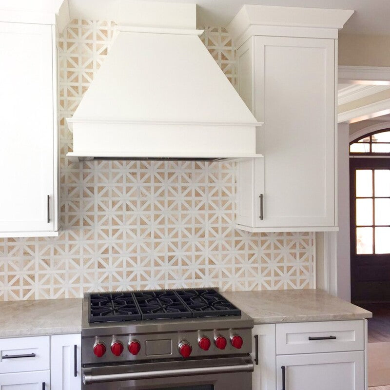 STUDIO : Diana Royal, Snow White Classic Lattice Mosaic (honed | 14"x14"x3/4" | straight cut)