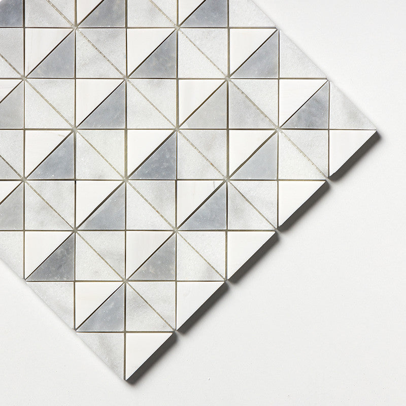 STUDIO : Allure Light Glacier Devon Triangular Mosaic (multi finish | 12"x12"x1/2" | straight cut)