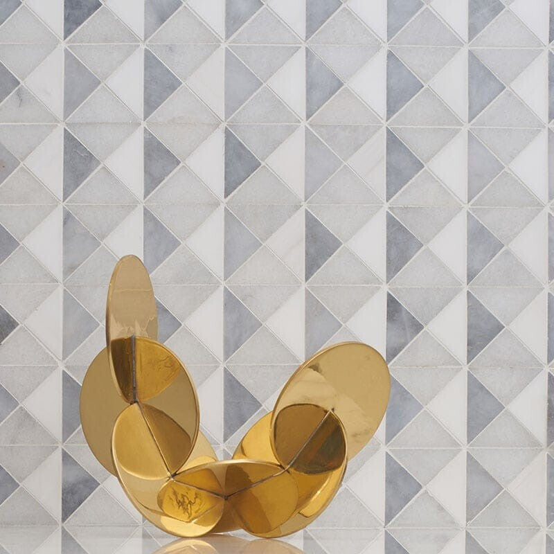 STUDIO : Allure Light Glacier Devon Triangular Mosaic (multi finish | 12"x12"x1/2" | straight cut)