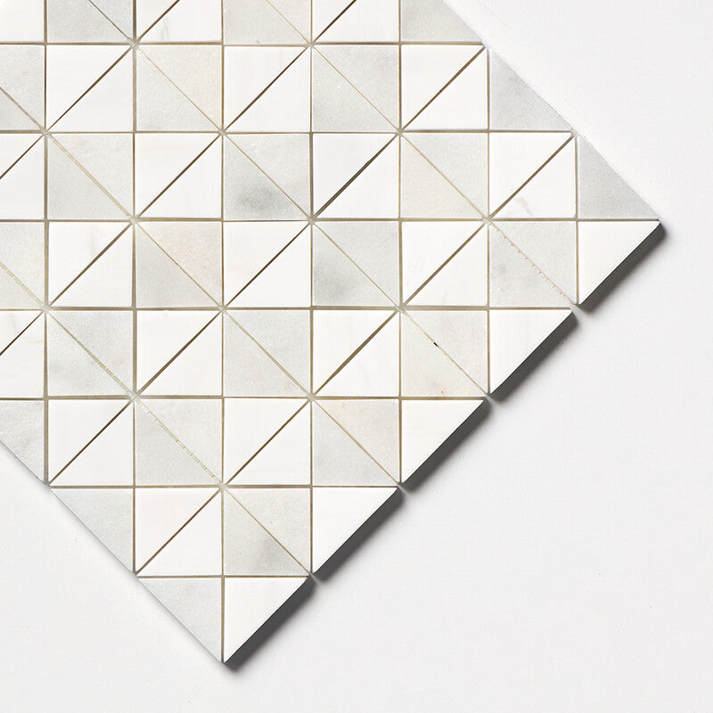 STUDIO : Glacier Snow White Devon Triangular Mosaic (multi finish | 12"x12"x1/2" | straight cut)