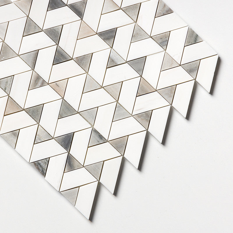STUDIO : Snow White Monte Mosaic (honed | 12"x12"x3/8" | straight cut)