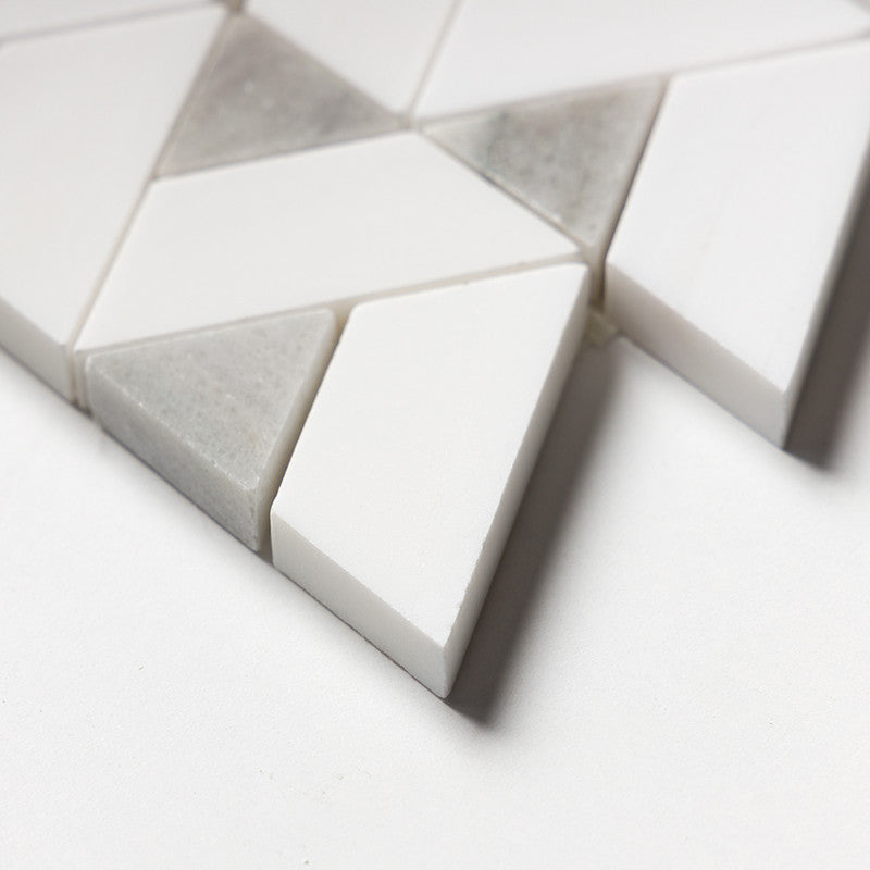 STUDIO : Snow White Monte Mosaic (honed | 12"x12"x3/8" | straight cut)